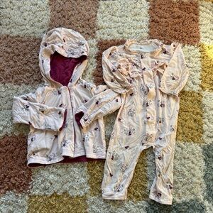 Magnetic Me Cream Li’l Red Floral Bodysuit and Jacket Bundle